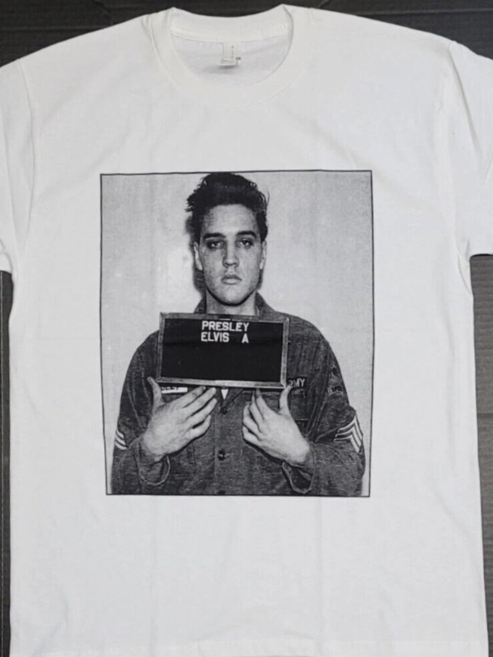 ELVIS PRESLEY T-shirt Mug Shot Photo 100% Cotton Men's Tee White New XXL - Picture 4 of 4